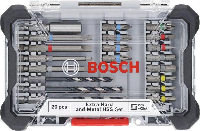 Bosch超硬螺絲起子和金屬 HSS 鑽頭組 20 件。.